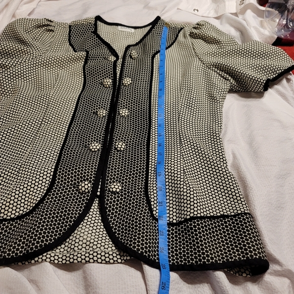 PRISTINE 90s Lady Di style her fave Polka Dot pleated skirt 2 pc suit dress - Picture 12 of 16